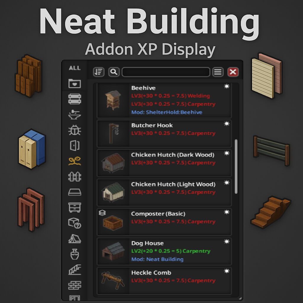 Neat Crafting & Neat Building – XP & Mod Display — screenshot 3