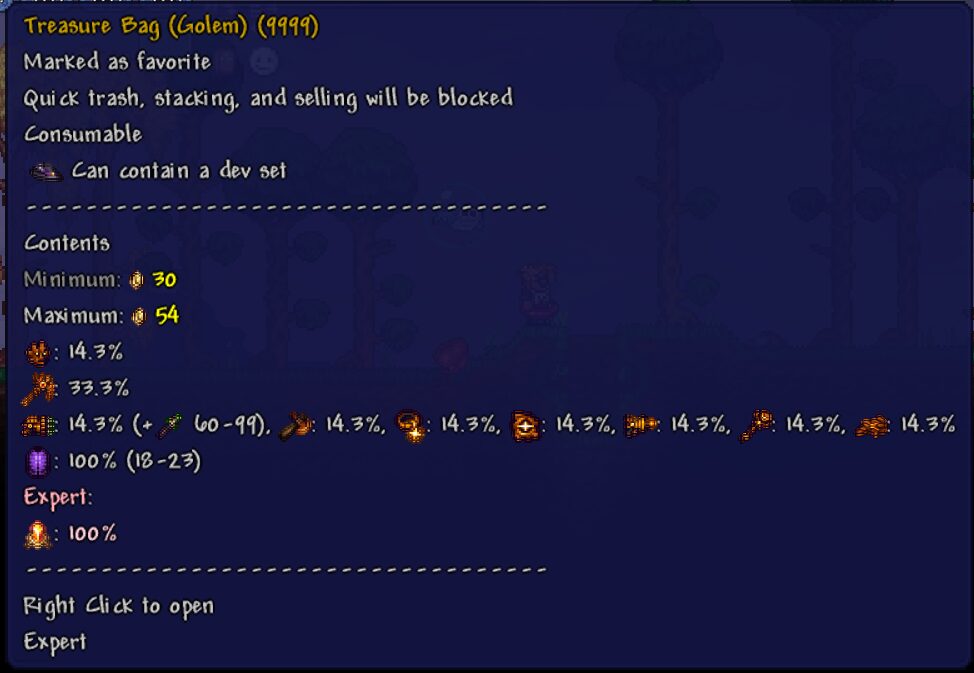 show boss bag (treasure bag) loot tables — screenshot 2