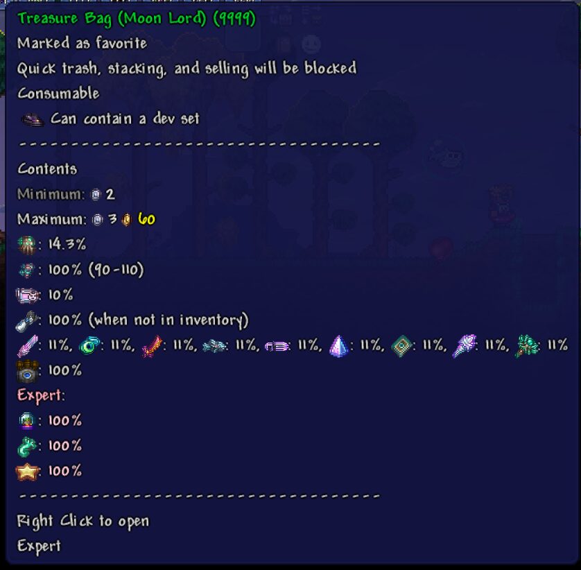 show boss bag (treasure bag) loot tables — screenshot 4