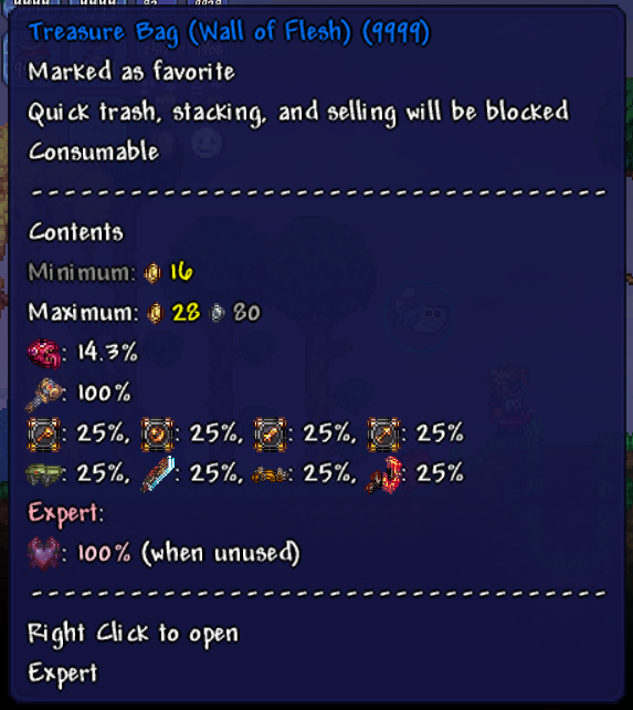 show boss bag (treasure bag) loot tables — screenshot 1