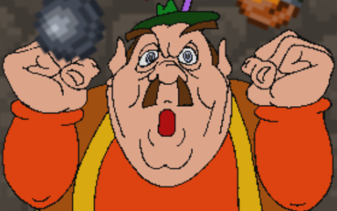 Morshu says BOMBS when bombs are getting thrown