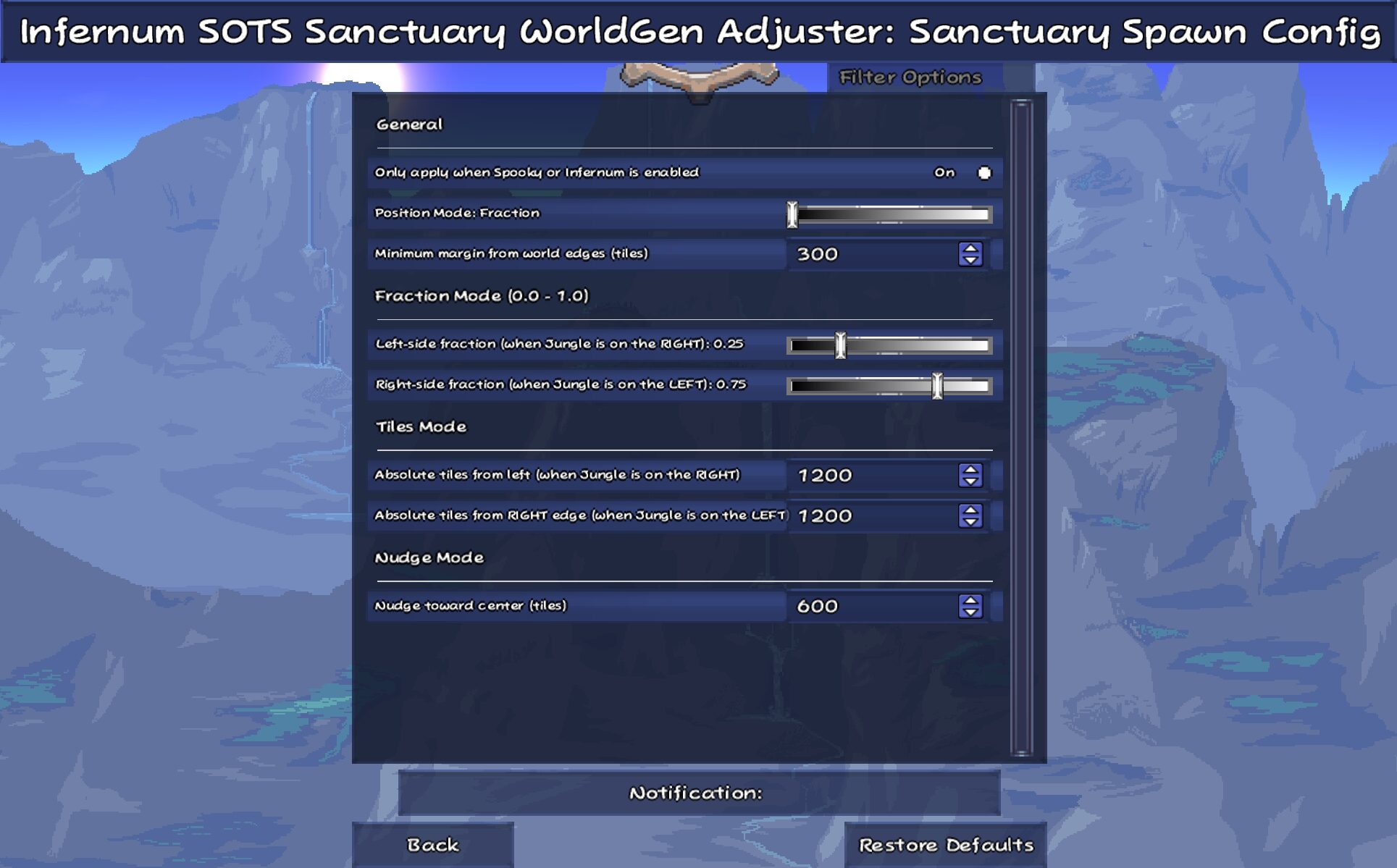Infernum SOTS Sanctuary WorldGen Adjuster — screenshot 1