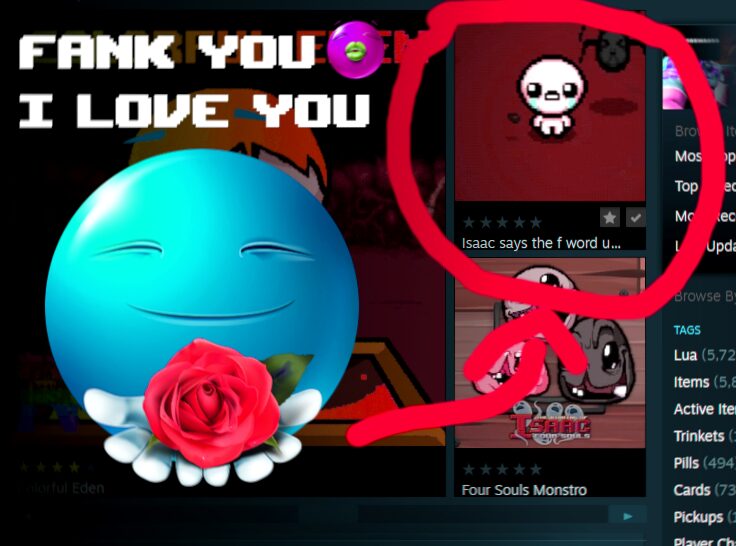 Isaac says the f word upon getting hit — screenshot 1