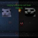canny and uncanny cat over statues