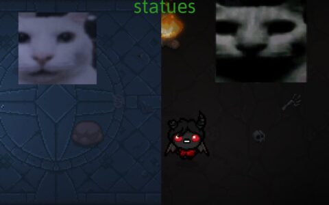 canny and uncanny cat over statues