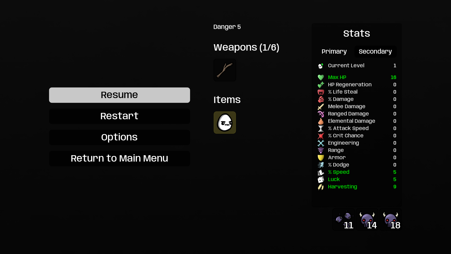 Elites in Pause Menu — screenshot 1