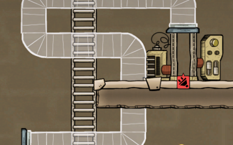 Travel tube crossing wall and ladder