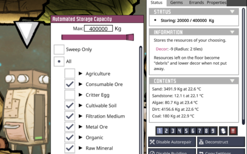 Customize Buildings (more capacity, less dupes)