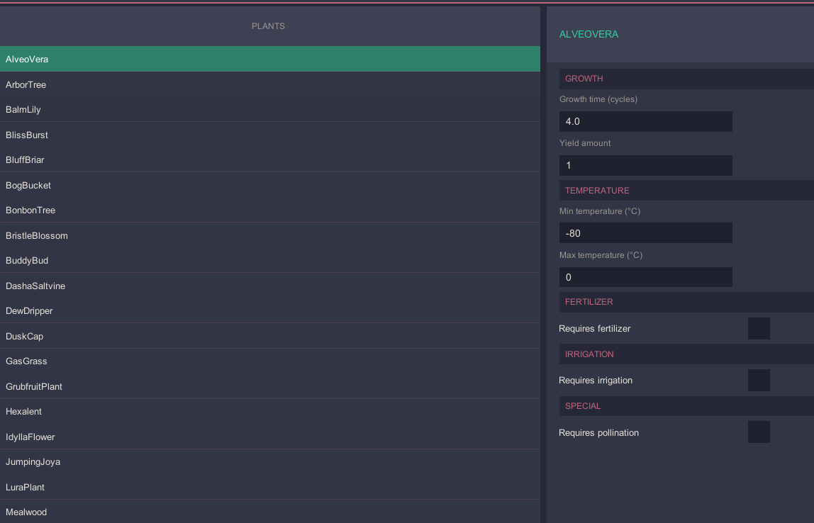 Plant Settings Manager — screenshot 1