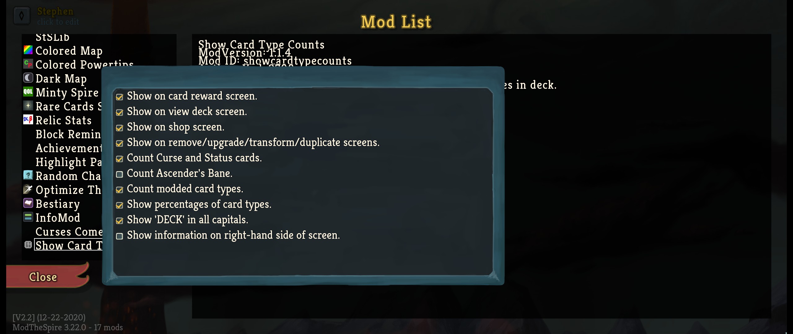Show Card Type Counts — screenshot 4