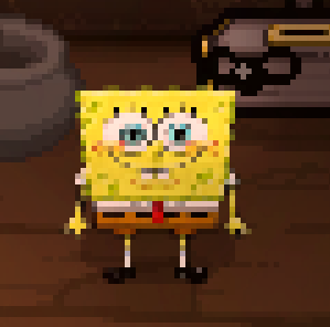 spongebob instead of shopkeeper