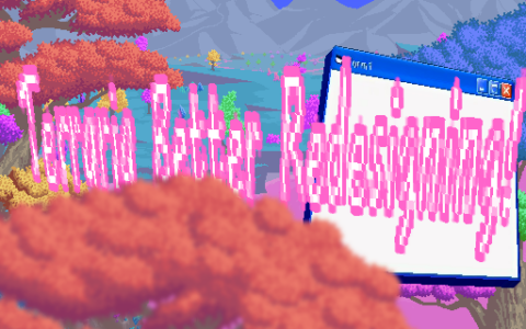 Terraria Better Redesigning Background (TBRB) – Redesign a Background – A field of sakura trees and crystals in between rivers!