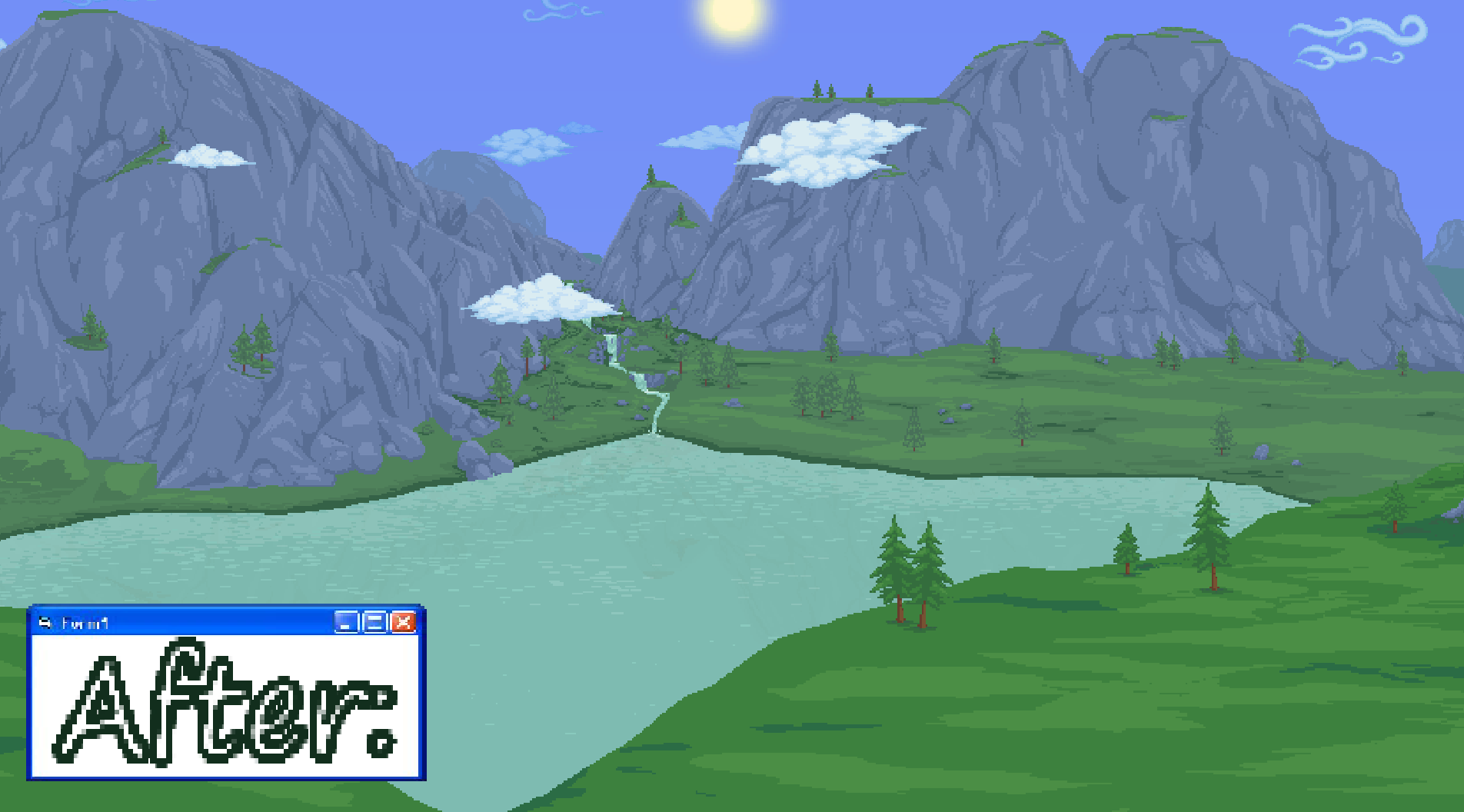 Terraria Better Redesigning Background (TBRB) – Redesigned Background Mountains with Lake — screenshot 2