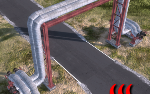Overpass of a big heating pipe