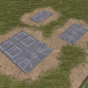 Sports playgrounds with fences