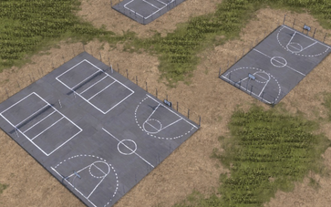Sports playgrounds with fences