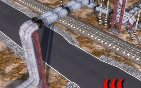 Overpass of a big heating pipe 2